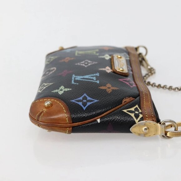 LOUIS VUITTON Multicolor Pochette Mila MM Pouch Black M60097 LV Auth 143169 - Picture 7 of 16